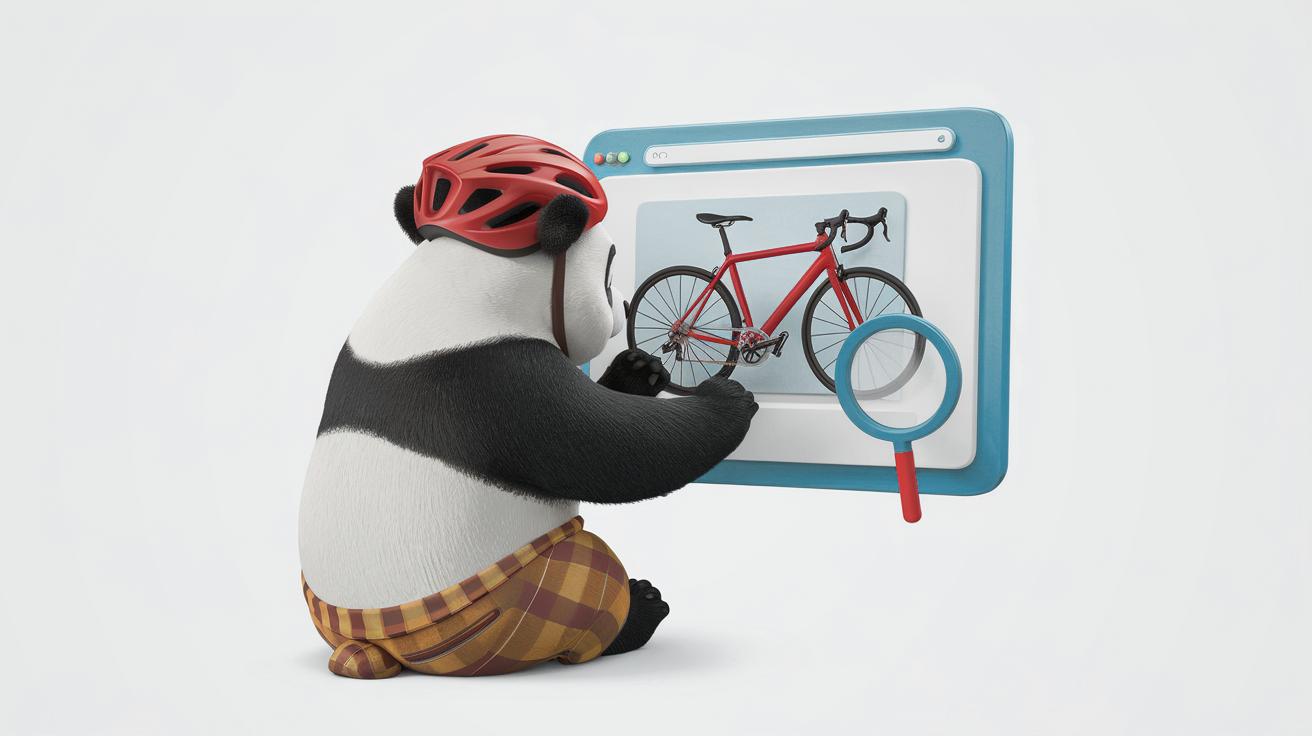 Panda searching online for stolen bicycle on various marketplaces